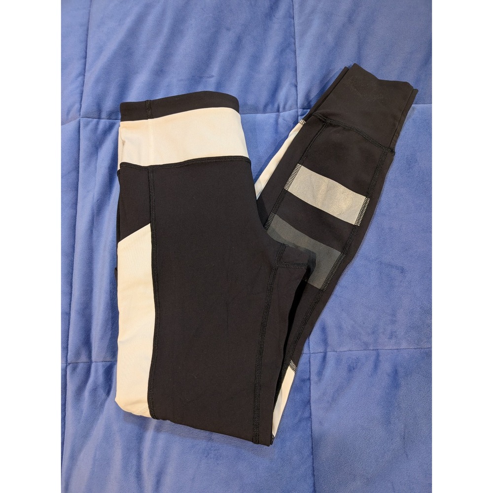 Lululemon Speed Tight‎ II Leggings Reflective Black White Pockets RARE - Size 4
